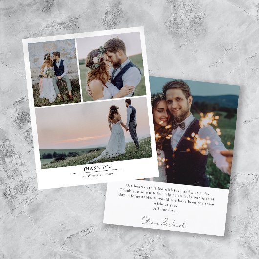 Budget Minimalistisch 4 Foto Hochzeit Danke Karte