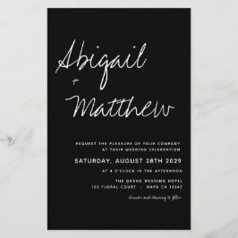 Budget Minimalistisch Boho Black Wedding Einladung Flyer