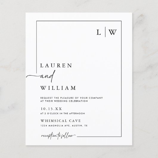 Budget Minimalistisch Boho Foto Hochzeit Einladung (Vorderseite)