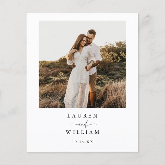 Budget Minimalistisch Boho Foto Wedding Flyer (Hinten)