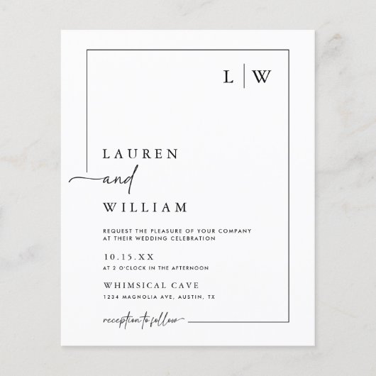 Budget Minimalistisch Boho Foto Wedding Flyer (Vorne)