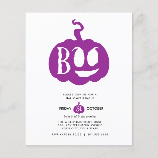BUDGET Minimalistisch BOO Halloween-Bash-Party (Vorderseite)