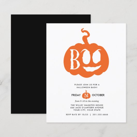 BUDGET Minimalistisch BOO Halloween-Bash-Party (Vorne/Hinten)