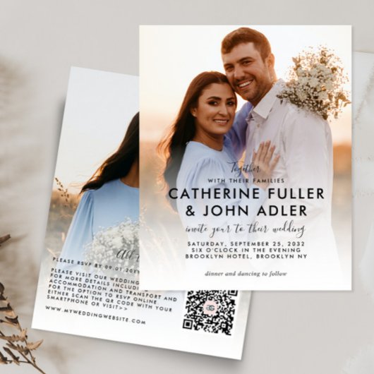 Budget Minimalistisch Chic 2 Foto Hochzeit Einladu