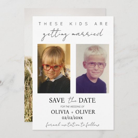 Budget, minimalistisch diese Kinder heiraten Save The Date (Vorne/Hinten)