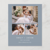 Budget Minimalistisch Dusty Blue Wedding Einladung (Vorderseite)