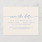 Budget Minimalistisch Ecru Blue Script Save the Da (Vorderseite)