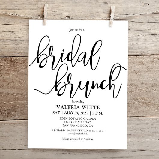 Budget Minimalistisch Elegant Bridal Brunch Einlad