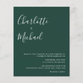 Budget Minimalistisch Emerald Green Wedding Einlad (Vorderseite)
