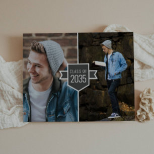 Budget Minimalistisch Gold Grad Cap 3 Foto Abschlu