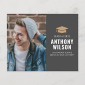 Budget Minimalistisch Gold Grad Cap 3 Foto Abschlu (Rückseite)