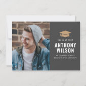 Budget Minimalistisch Gold Grad Cap 3 Foto Abschlu Mitteilungskarte (Rückseite)