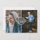 Budget Minimalistisch Gold Grad Cap 3 Foto Abschlu Mitteilungskarte (Vorderseite)