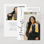 Budget Minimalistisch Graduate Foto Abschluss Card Mitteilungskarte (Vorne/Hinten)