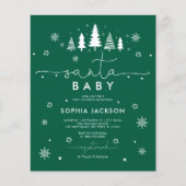 Budget Minimalistisch Green Santa Baby Einladung (Vorderseite)