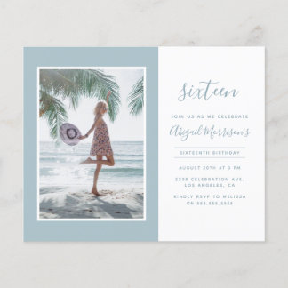 Budget Minimalistisch Light Blue Foto Geburtstagsp