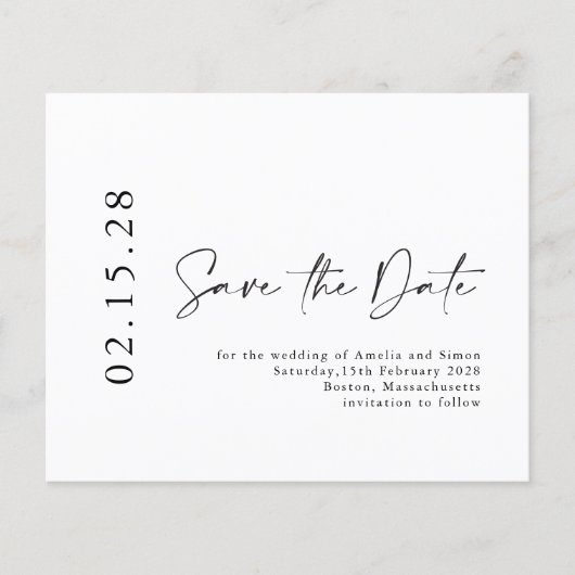 Budget Minimalistisch Modern Script Save the Date (Vorderseite)