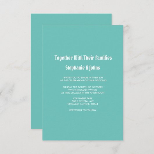 Budget Minimalistisch Moderne Aquamarine Blaue Hoc Einladung (Vorne/Hinten)