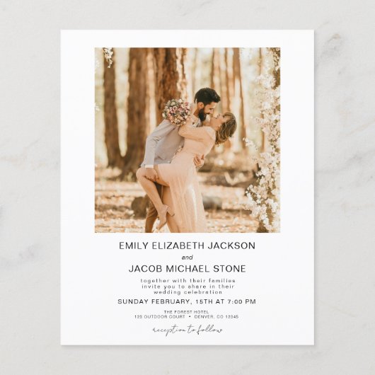 Budget Minimalistisch Moderne Hochzeit einfach (Rückseite)