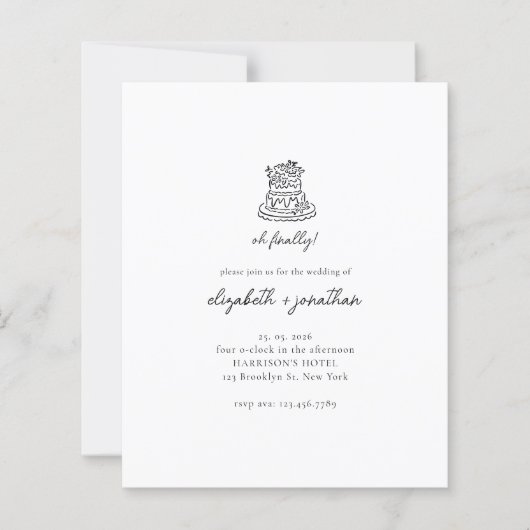 Budget Minimalistisch Oh Script Wedding (Vorderseite)