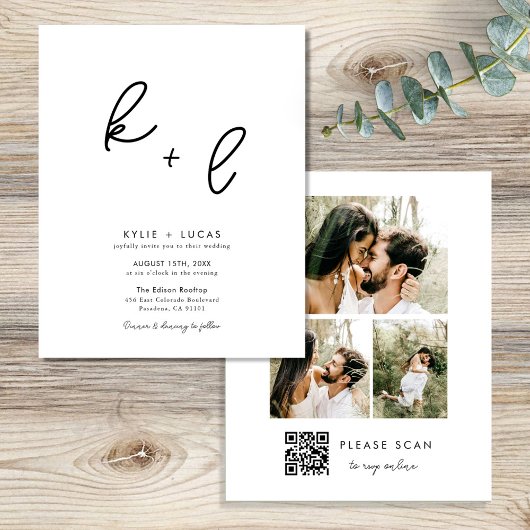 Budget Minimalistisch Qr Code Foto Hochzeit Flyer