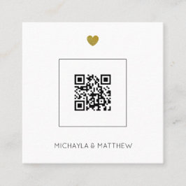 Budget Minimalistisch QR Code Navy Wedding Blue Quadratische Visitenkarte