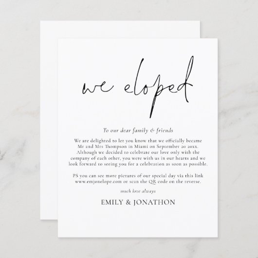 Budget Minimalistisch QR Code Skript Wir haben ent (Vorne/Hinten)