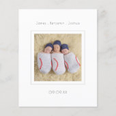 Budget Minimalistisch Triplet Foto Geburtsankündig (Vorderseite)