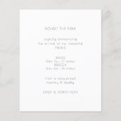 Budget Minimalistisch Twins Foto Geburtsankündigun (Rückseite)