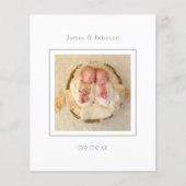 Budget Minimalistisch Twins Foto Geburtsankündigun (Vorderseite)