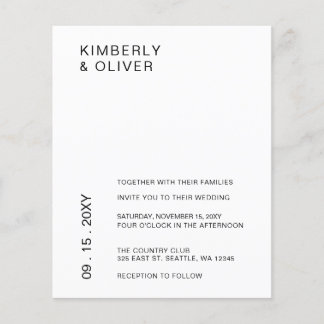 Budget Minimalistische Einladungen zur White Weddi