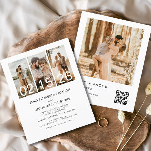 Budget Minimalistische Foto QR Code Hochzeit Einla