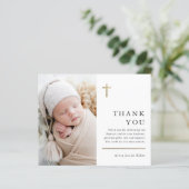 Budget Minimalistische Foto Taufe Danke Karte (Stehend Vorderseite)