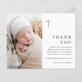 Budget Minimalistische Foto Taufe Danke Karte (Vorderseite)