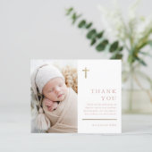 Budget Minimalistische Foto Taufe Danke Karte (Stehend Vorderseite)