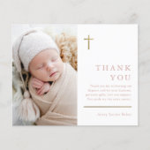 Budget Minimalistische Foto Taufe Danke Karte (Vorderseite)