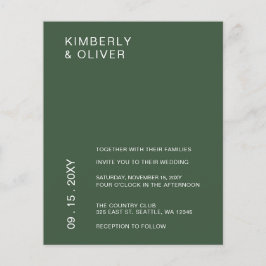 Budget Minimalistische Grüne Hochzeit Einladung