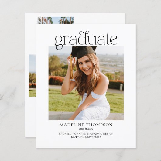 Budget Minimalistische Klasse Foto Collage Abschlu (Vorne/Hinten)