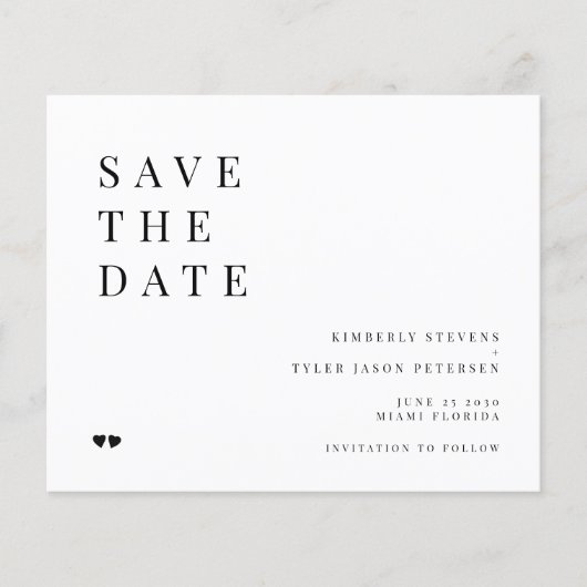 Budget minimalistische moderne Hochzeit sparen das Flyer (Vorne)