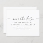 Budget Minimalistisches Black Script-Hochzeitdatum (Vorne/Hinten)
