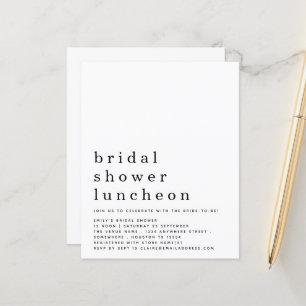 Budget Minimalistisches Brautparty Luncheon Einlad