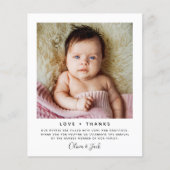 Budget Minimalistisches Foto Baby Danke Karte (Vorderseite)