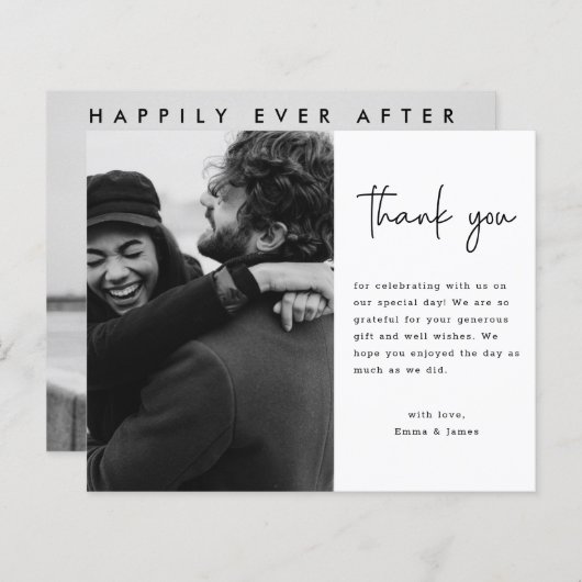 Budget Minimalistisches Foto Hochzeit Danke (Vorne/Hinten)