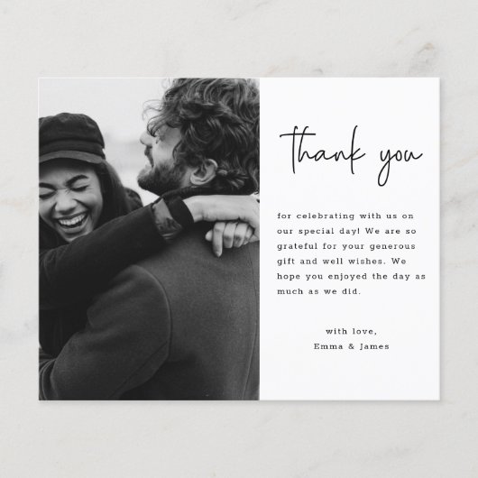 Budget Minimalistisches Foto Hochzeit Danke (Vorderseite)
