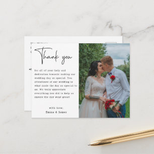 Budget Minimalistisches Foto Hochzeit Dankeschön Postkarte