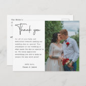 Budget Minimalistisches Foto Hochzeit Dankeschön Postkarte (Vorne/Hinten)