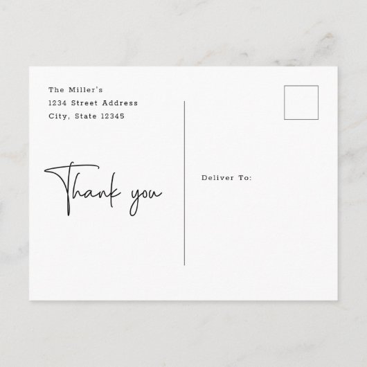 Budget Minimalistisches Foto Hochzeit Dankeschön Postkarte (Rückseite)