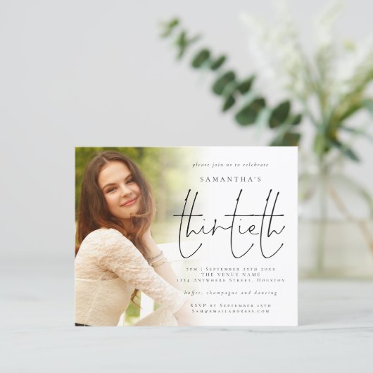 Budget Minimalistisches Foto Overlay 30. Geburtsta (Stehend Vorderseite)