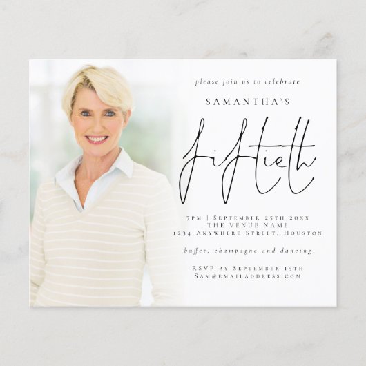 Budget Minimalistisches Foto Overlay 50. Geburtsta (Vorderseite)