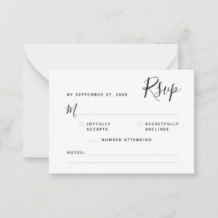 BUDGET Minimalistisches Script Black UAWG Wedding Mitteilungskarte